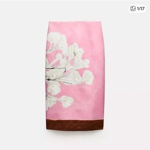 Zara Pink Floral Midi Skirt